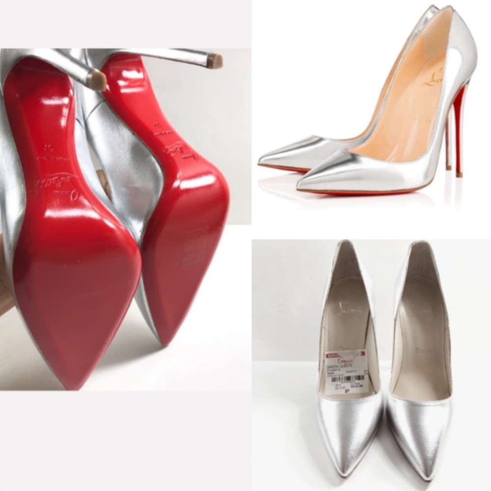 🔥SALE!! LOUBOUTIN Silver So Kate metallic pumps